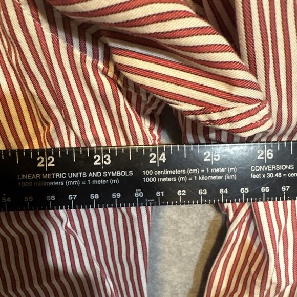 Club Room Red‎ Striped Mens Reg Fit Button Down Long Sleeve Shirt Sz17 34/35 XL - Picture 8 of 9